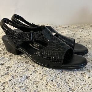 SAS Suntimer Sandals Black Croc Embossed Patent Leather Size 11 N